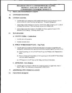 BOARD OF COUNTY COMMISSIONERS AGENDA MONDAY, JANUARY 5, 2015, 9:00 A.M. COMMISSION CHAMBERS, ROOM B-11 I. II. III.