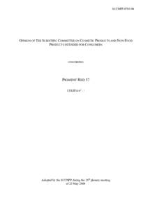 SCCNFP[removed]OPINION OF THE SCIENTIFIC COMMITTEE ON COSMETIC PRODUCTS AND NON-FOOD PRODUCTS INTENDED FOR CONSUMERS  CONCERNING