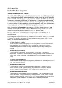 HDR Program Plan Faculty of Arts (Music Composition) Welcome to the Monash HDR Program The Faculty of Arts HDR program in Music Composition provides you with the opportunity to focus on developing knowledge and expertise