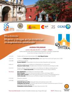 Mesa Redonda: Mujeres y drogas en las Américas: Un diagnóstico en construcción AGENDA PRELIMINAR Lunes 3 de junio de 2013 | 3:15pm – 6:00pm