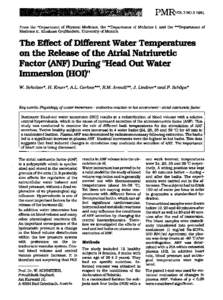 The effect of different water temperatures on the release of the atrial natriuretic factor (ANF) during 