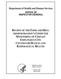 Department of Health and Human Services OFFICE OF INSPECTOR GENERAL REVIEW OF THE FOOD AND DRUG ADMINISTRATION’S COMPUTER