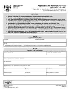 Financial Services Commission of Ontario Application for Family Law Value FSCO Family Law Form 1