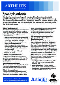 ARTHRITIS ARTHRITIS INFORMATION INFORMATIONSHEET SHEET