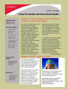 SUNY Cortland  Center for Gender and Intercultural Studies Women’s Studies Program to Host International Conference on Girlhood Studies