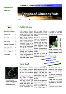 Friends of Chauncy Vale Inc. Newsletter  November 2010 November 2010 Issue 239