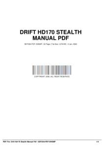 DRIFT HD170 STEALTH MANUAL PDF SEFO84-PDF-DHSMP | 32 Page | File Size 1,579 KB | -2 Jan, 2002 COPYRIGHT 2002, ALL RIGHT RESERVED