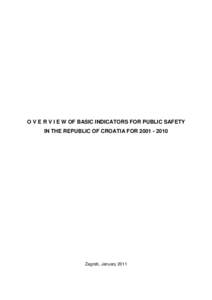 O V E R V I E W OF BASIC INDICATORS FOR PUBLIC SAFETY IN THE REPUBLIC OF CROATIA FOR[removed]Zagreb, January 2011  MUP RH - Secretariat of the Ministry - Department of Analytics