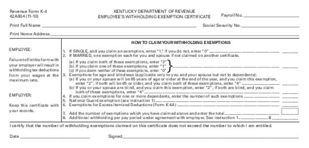 Revenue Form K-4 42A804[removed])