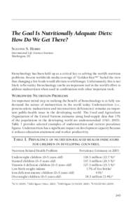 The Goal Is Nutritionally Adequate Diets: How Do We Get There? SUZANNE S. HARRIS International Life Sciences Institute Washington, DC