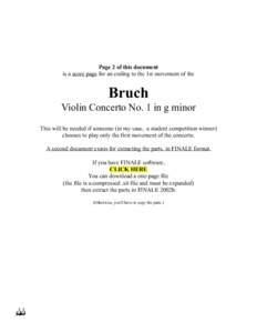 Page 2 of this document is a score page for an ending to the 1st movement of the Bruch Violin Concerto No. 1 in g minor This will be needed if someone (in my case, a student competition winner)