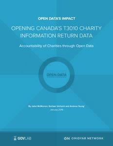 OPEN DATA’S IMPACT  OPENING CANADA’S T3010 CHARITY INFORMATION RETURN DATA Accountability of Charities through Open Data