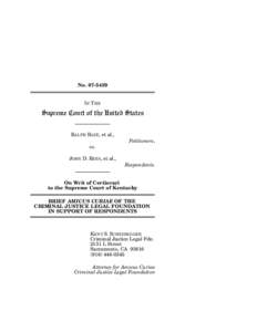 No[removed]IN THE Supreme Court of the United States RALPH BAZE , et al.,