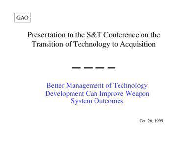 GAO  Presentation to the S&T Conference on the