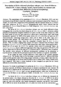 Description of Hyles tithymali phaelipae subspec. nov. from El Hierro Island (SW. Canary Islands, Spain), based mainly in constant and characteristic differences in larval morphology