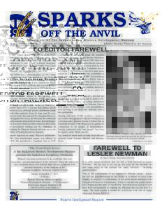 SPARKS OFF THE ANVIL © Newsletter Of The Saskatchewan Western Development Museum September - October 2013