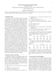 Bibliometrics / Monthly Notices of the Royal Astronomical Society / Publications of the Astronomical Society of the Pacific / Impact factor / The Astrophysical Journal / Institute for Scientific Information / Astronomy and Astrophysics / The Astronomical Journal / Nature / Publishing / Academic publishing / Academia