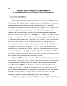 7/99  Technical Support Document for the Evaluation of Aerobic Biological Treatment Units with Multiple Mixing Zones I.