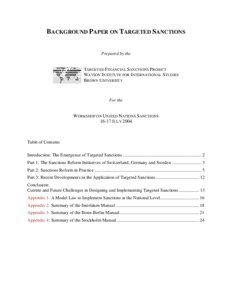 Background Paper on Targeted Sanctions