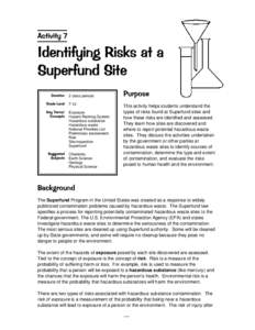 2 class periods 7-12 Exposure Hazard Ranking System Hazardous substance Hazardous waste