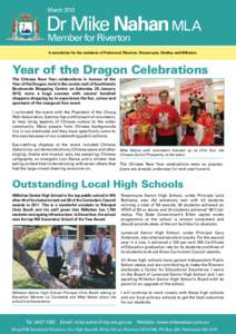 March[removed]Dr Mike Nahan MLA Member for Riverton  A newsletter for the residents of Parkwood, Riverton, Rossmoyne, Shelley and Willetton
