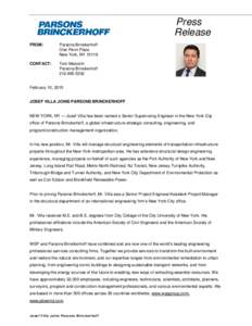 Press Release FROM: Parsons Brinckerhoff One Penn Plaza