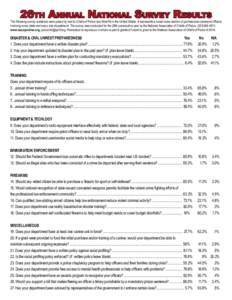 26th Annual National Survey Results  The following survey questions were posed by mail to Chiefs of Police and Sheriffs in the United States. It represents a broad cross section of professional command officers involving