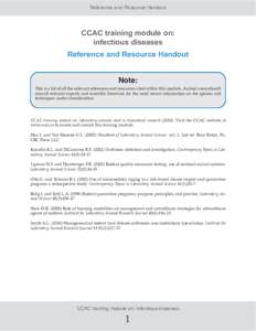 Reference and Resource Handout  CCAC training module on: infectious diseases Reference and Resource Handout Note: