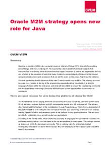 Oracle M2M Strategy Opens New Role for Java