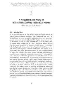 Stoll P & Weiner JA Neighborhood View of Interactions among Individual Plants. In: The Geometry of Ecological Interactions: Simplifying Spatial Complexity, eds. Dieckmann U, Law R & c International Institute for