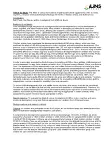 Microsoft Word - iLiNS - effect of LNS on infant development - 2-pager posteddoc