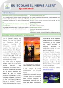 EU ECOLABEL NEWS ALERT Special Edition ! Issue n◦ 81, December[removed]In brief in this issue: