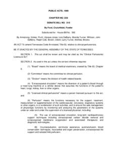 PUBLIC ACTS, 1999 Chapter No. 239 CHAPTER NO. 239 SENATE BILL NO. 310 By Ford, Crutchfield, Fowler Substituted for: House Bill No. 592