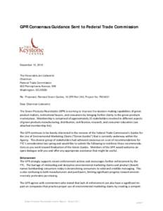 GPR Consensus Guidance Sent to Federal Trade Commission  December 10, 2010 The Honorable Jon Liebowitz Chairman