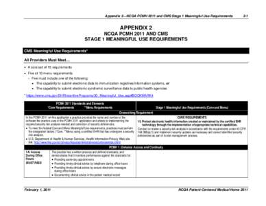 Microsoft Word - Appendix 2_PCMH 2011 and Meaningful Use Crosswalk_2.1.11