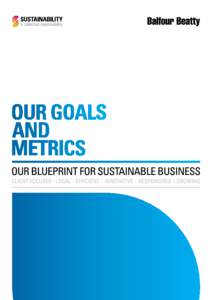 WELCOME TO THIS BLUEPRINT FOR SUSTAINABLE BUSINESS. In developing this scorecard we have sought to create an authentic expression of sustainability for Balfour Beatty; one that captures the actions we need to take to en