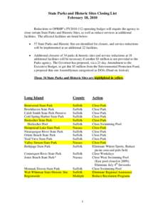 Microsoft Word - State Parks and Historic Sites Closing List[removed]_2_