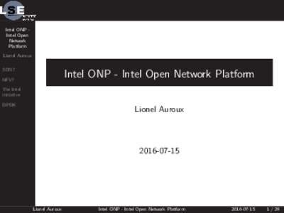 Intel ONP Intel Open Network Platform Lionel Auroux SDN?