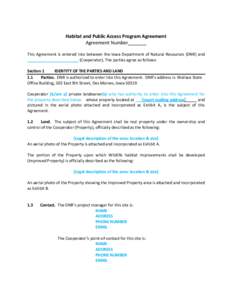 Microsoft Word - HPAP Landowner-DNR Agreement _FINAL_.doc