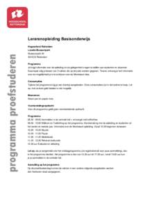 Lerarenopleiding Basisonderwijs Hogeschool Rotterdam programma proefstuderen  Locatie Museumpark