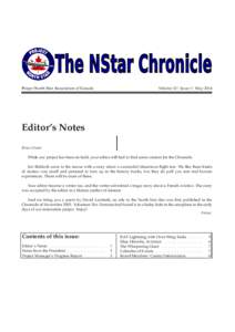 The NStar Chronicle Project North Star Association of Canada Volume 10| Issue 1| May[removed]Editor’s Notes