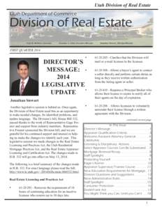 Utah Division of Real Estate Utah Department of Commerce Division of Real Estate Gary R. Herbert, Governor