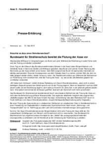 Asse II – Koordinationskreis  Presse-Erklärung Andreas Riekeberg Räubergasse 2a * 38302 Wolfenbüttel