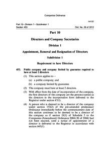 Companies Ordinance A4183 Part 10—Division 1—Subdivision 1 Section 453  Ord. No. 28 of 2012