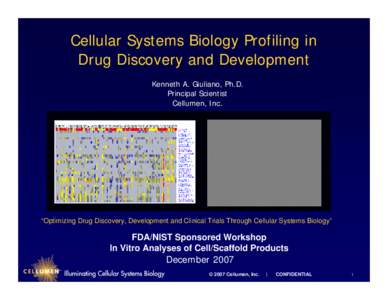 FDA/NIST Sponsored Workshop: Cellular Systems Biology Profiling in Drug Discovery and Development