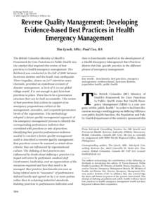 Q Manage Health Care Vol. 15, No. 2, pp. 104–115 c 2006 Lippincott Williams & Wilkins, Inc.   Reverse Quality Management: Developing