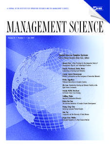 A JOURNAL OF THE INSTITUTE FOR OPERATIONS RESEARCH AND THE MANAGEMENT SCIENCES  MANAGEMENT SCIENCE