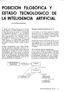 POSICION FILOSOFICAY ESTADO TECNOLOGICO DE lA INTEllGENCIAARTIFICIAL Luis Guillermo Restrepo