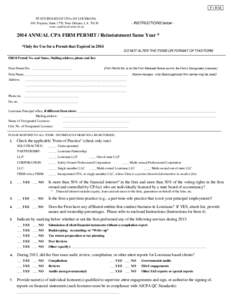 _F I R M_ STATE BOARD OF CPAs OF LOUISIANA 601 Poydras, Suite 1770, New Orleans, LA[removed]www.cpaboard.state.la.us  - INSTRUCTIONS below -