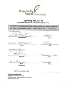 1  Community Futures Stuart Nechako, Vanderhoof, BC Fiscal Year: [removed]OPERATIONAL PLAN
